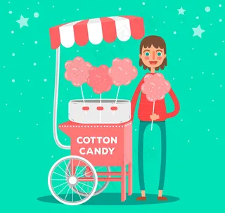 棉花糖车和女子