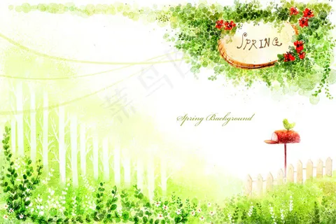 春来了手绘,背景元素