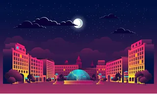 夜空下的城市建筑