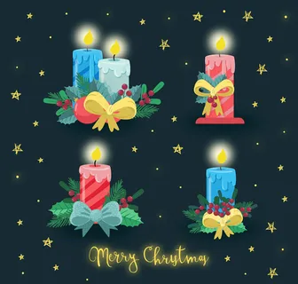 水彩绘圣诞蜡烛