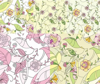 彩绘植物布艺背景,免抠元素,背景元素