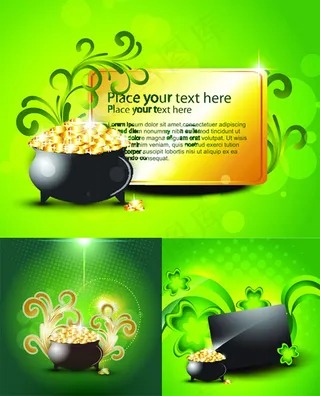 花纹聚宝盆商务,背景元素