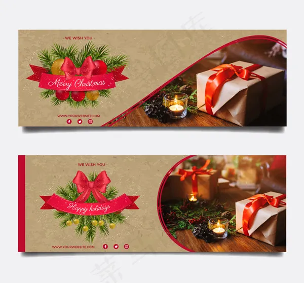 圣诞节礼盒bannerai矢量模版下载