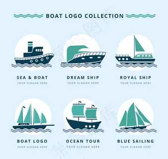 复古船舶标志矢量