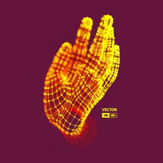 金色粒子连线手掌