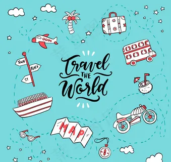 环球旅行元素组合圆环