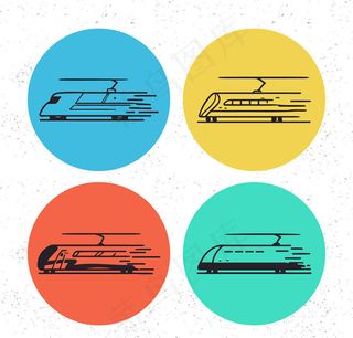 手绘动车图标,免抠元素