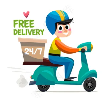 卡通外卖送餐员