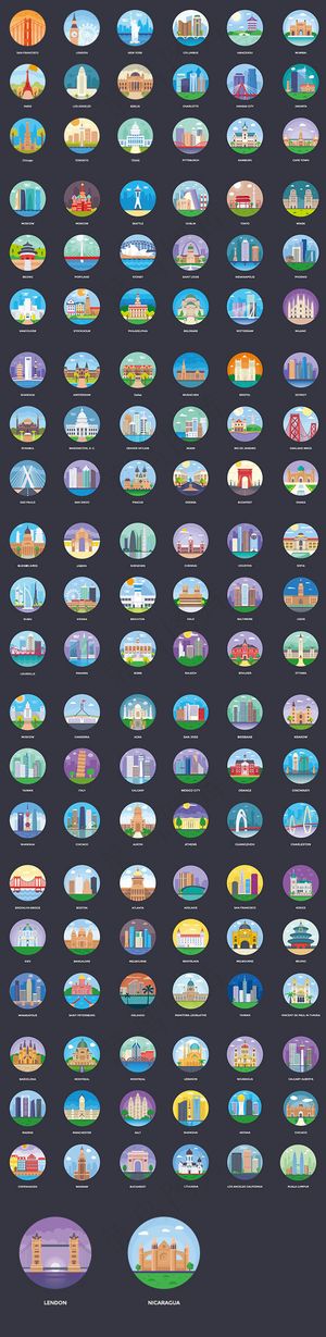 世界名胜古迹图标,免抠元素