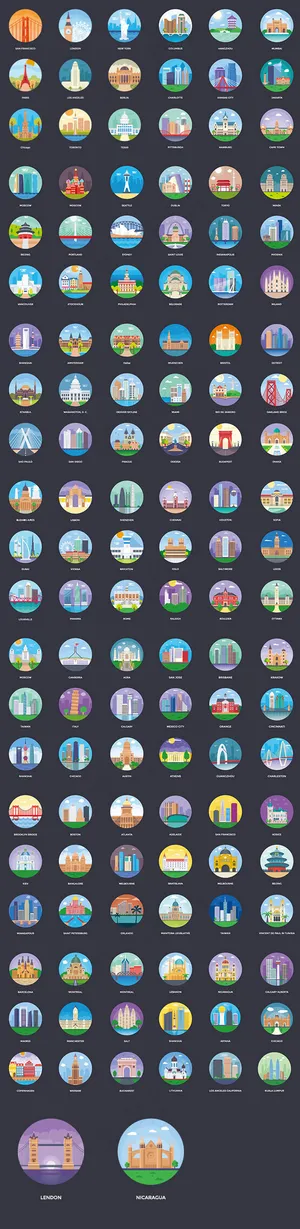 世界名胜古迹图标,免抠元素