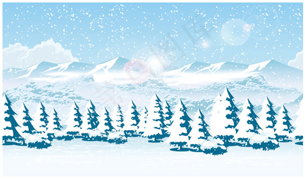 雪地雪山森林风景eps,ai矢量模版下载