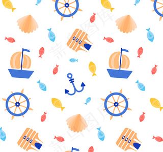 水彩绘航海背景