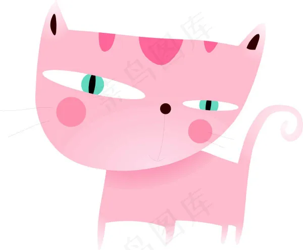 可爱粉色小猫ai矢量模版下载