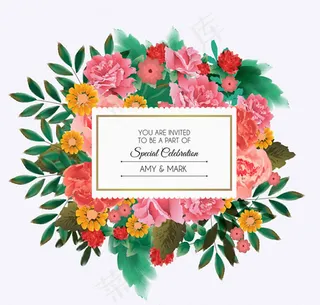 婚礼邀请卡矢量