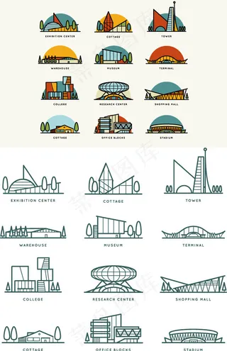 卡通建筑矢量