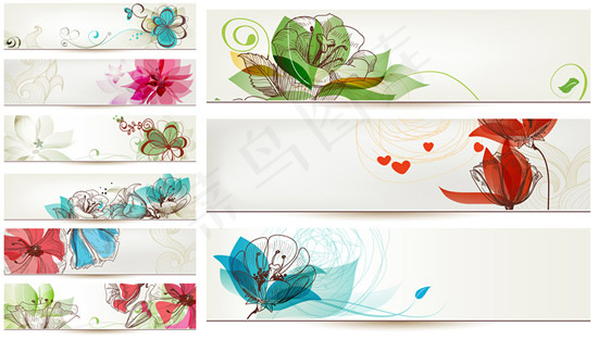 手绘花卉banner