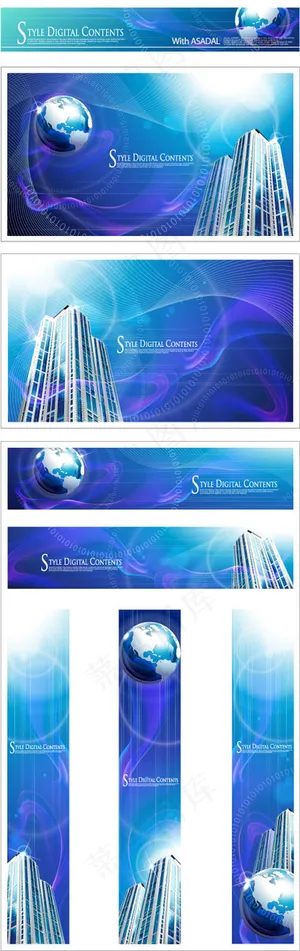 地球建筑蓝色科技,背景元素