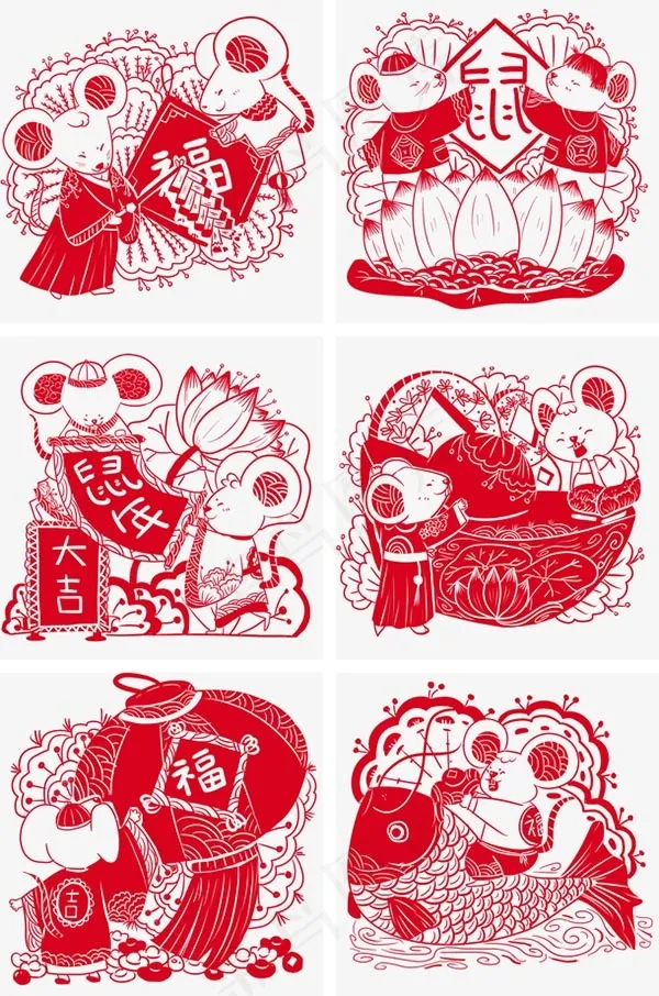 鼠年剪纸窗花