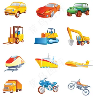 交通工具图标,免抠元素