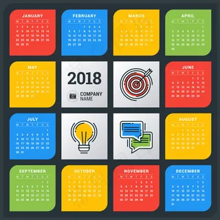 2018年图标日历,免抠元素