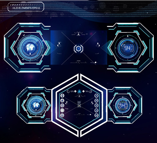 蓝色科技图表eps,ai矢量模版下载