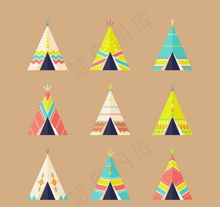 彩色印第安帐篷