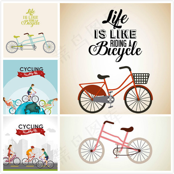 自行车人物矢量