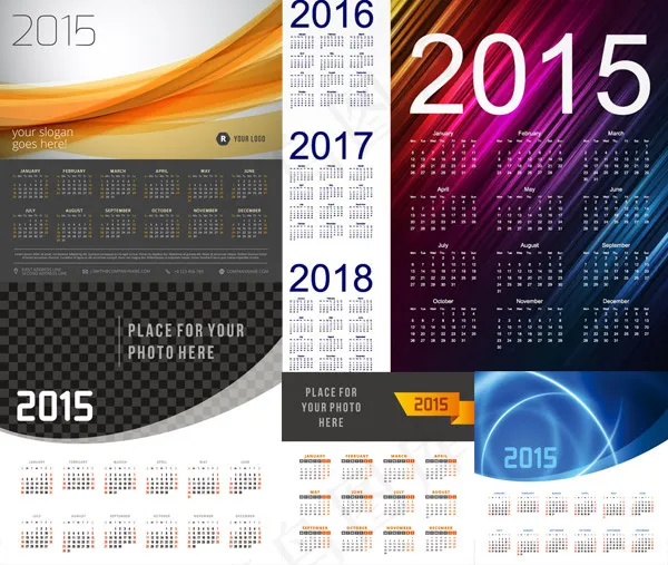 2015年日历eps,ai矢量模版下载