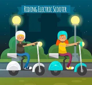 骑电动车的2个孩子