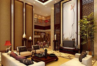 中式别墅客厅模型