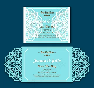 蕾丝花边婚礼邀请卡