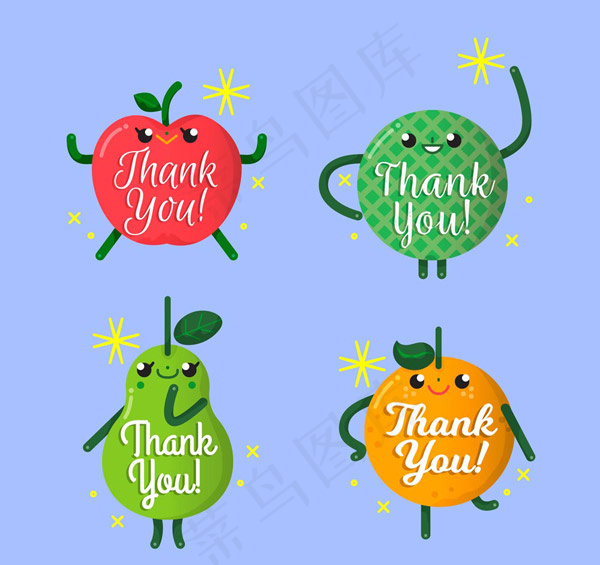 水果形状感谢标签