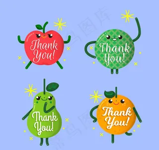 水果形状感谢标签