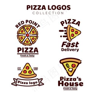 可爱披萨标志矢量