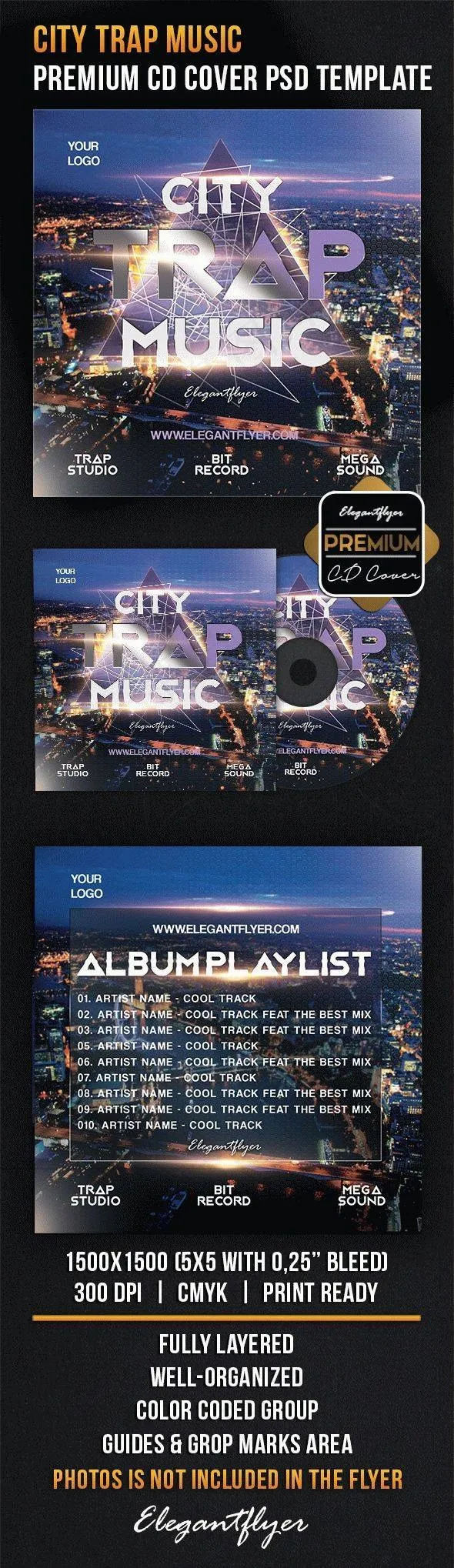 优质音乐CD包装psd模版下载