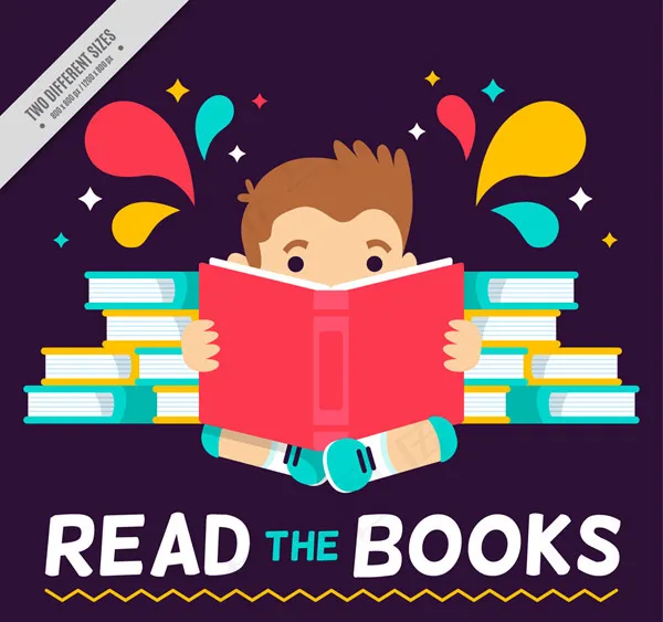 可爱卡通读书男孩ai矢量模版下载