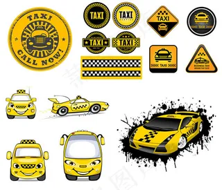 黄色出租车矢量