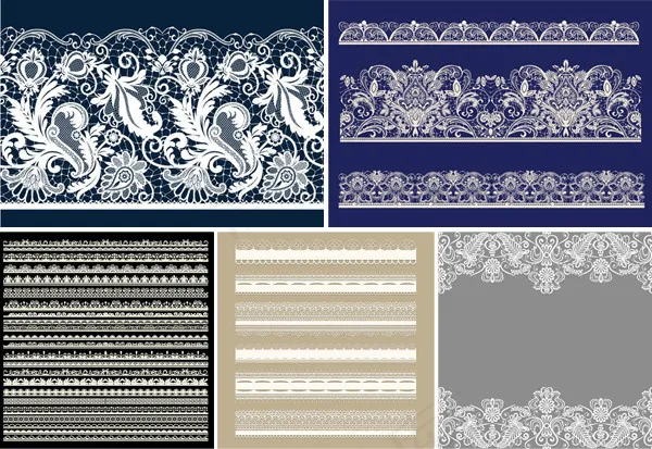 蕾丝花纹边框eps,ai矢量模版下载