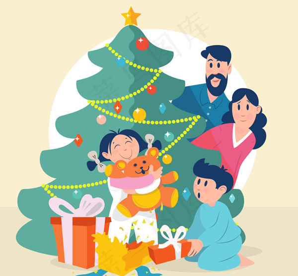 圣诞节四口之家