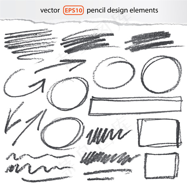 炭笔涂鸦线条符号eps,ai矢量模版下载