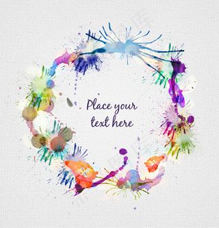 水彩墨迹圆形框