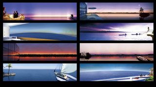 地产海景广告背景,背景元素