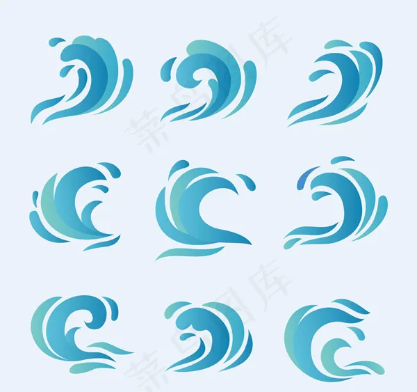 蓝色浪花设计ai矢量模版下载