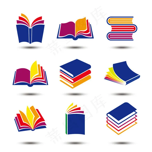 多彩书本图标,免抠元素eps,ai矢量模版下载