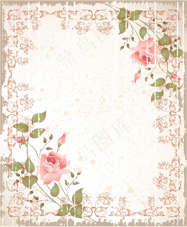 颓废玫瑰花边框