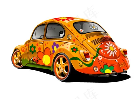 花朵汽车矢量