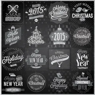 圣诞黑白标签,免抠元素