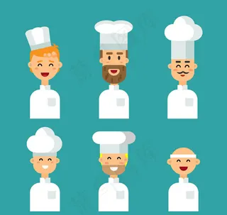扁平化笑脸厨师头像