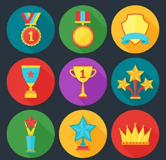 奖牌和奖杯图标,免抠元素