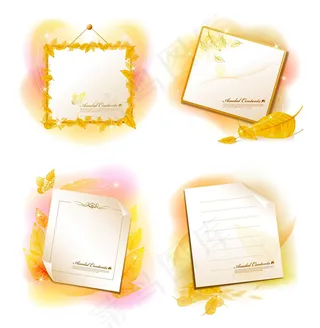 树叶装饰边框矢量